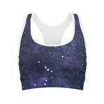 Dark Purple Galaxy Outer Space Print Women's Sports Bra