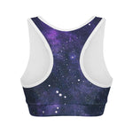 Dark Purple Galaxy Outer Space Print Women's Sports Bra