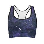 Dark Purple Galaxy Outer Space Print Women's Sports Bra