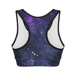 Dark Purple Galaxy Outer Space Print Women's Sports Bra