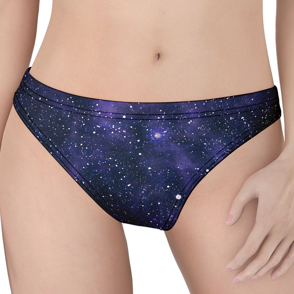 Dark Purple Galaxy Outer Space Print Women's Thong