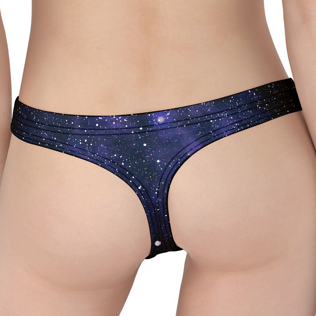 Dark Purple Galaxy Outer Space Print Women's Thong