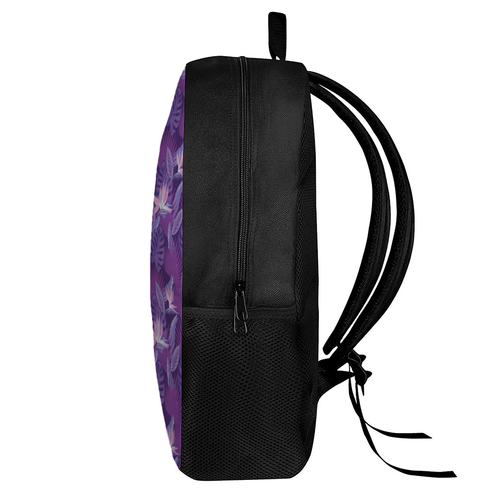 Dark Purple Hawaiian Tropical Print 17 Inch Backpack