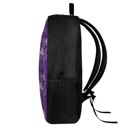 Dark Purple Hawaiian Tropical Print 17 Inch Backpack