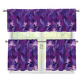 Dark Purple Hawaiian Tropical Print 3 Piece Kitchen Curtains