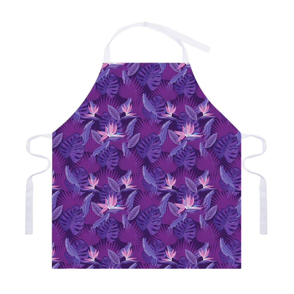 Dark Purple Hawaiian Tropical Print Adjustable Apron