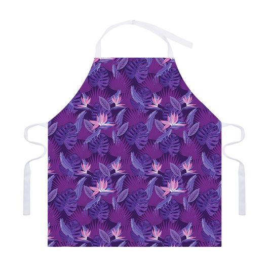 Dark Purple Hawaiian Tropical Print Adjustable Apron