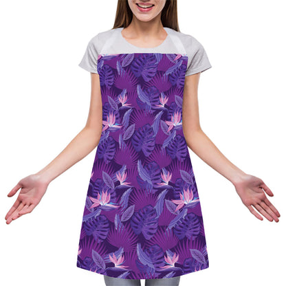 Dark Purple Hawaiian Tropical Print Adjustable Apron