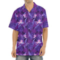 Dark Purple Hawaiian Tropical Print Aloha Shirt