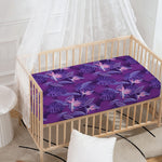 Dark Purple Hawaiian Tropical Print Baby Crib Sheet