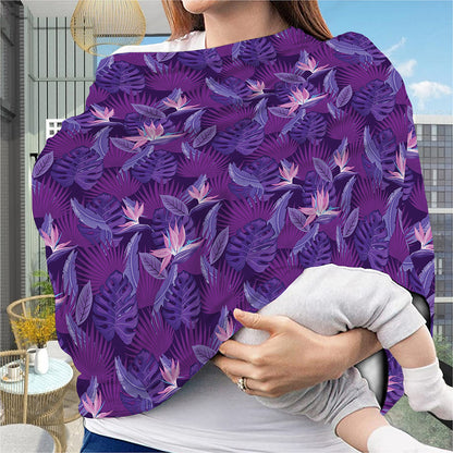 Dark Purple Hawaiian Tropical Print Baby Seat Cover