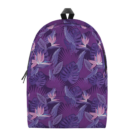 Dark Purple Hawaiian Tropical Print Backpack
