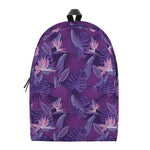 Dark Purple Hawaiian Tropical Print Backpack