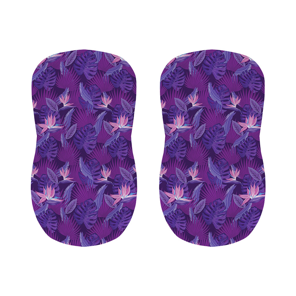 Dark Purple Hawaiian Tropical Print Bar Stool Covers