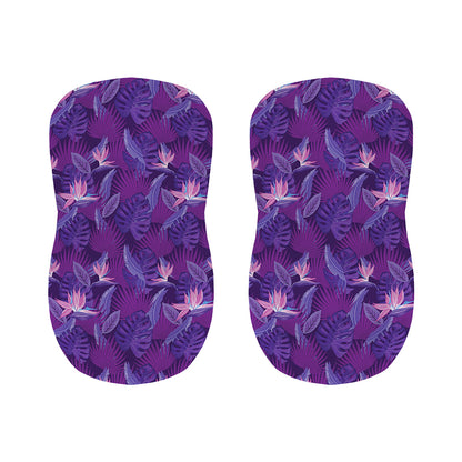 Dark Purple Hawaiian Tropical Print Bar Stool Covers
