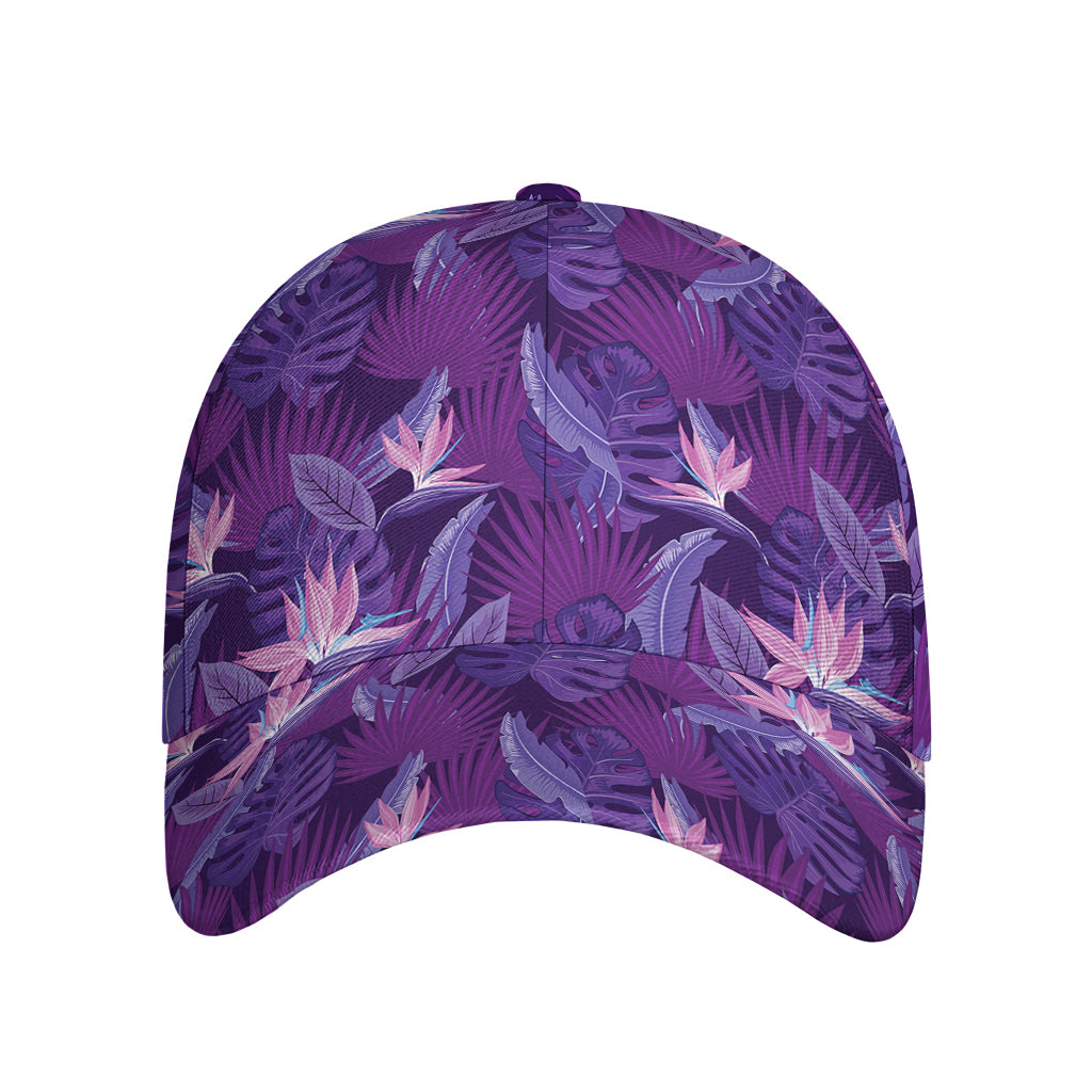 Dark Purple Hawaiian Tropical Print Baseball Cap