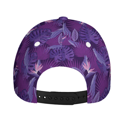 Dark Purple Hawaiian Tropical Print Baseball Cap