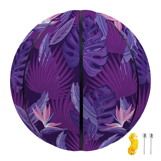 Dark Purple Hawaiian Tropical Print Basketball