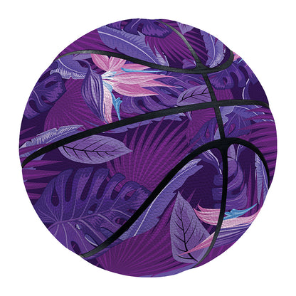 Dark Purple Hawaiian Tropical Print Basketball