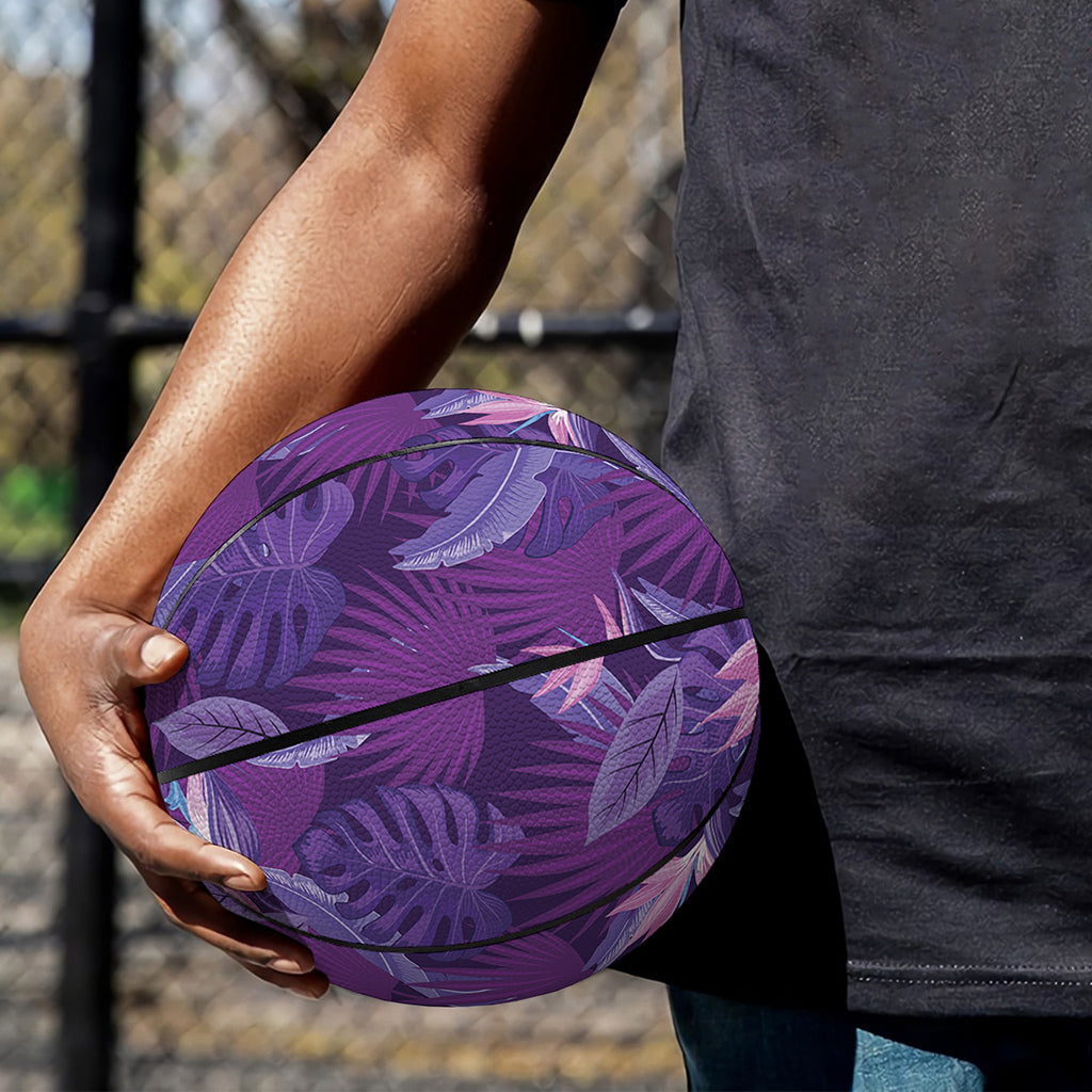 Dark Purple Hawaiian Tropical Print Basketball
