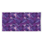 Dark Purple Hawaiian Tropical Print Beach Towel