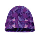 Dark Purple Hawaiian Tropical Print Beanie