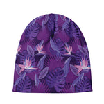 Dark Purple Hawaiian Tropical Print Beanie