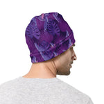 Dark Purple Hawaiian Tropical Print Beanie