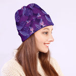 Dark Purple Hawaiian Tropical Print Beanie