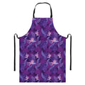 Dark Purple Hawaiian Tropical Print Bib Apron With Pocket
