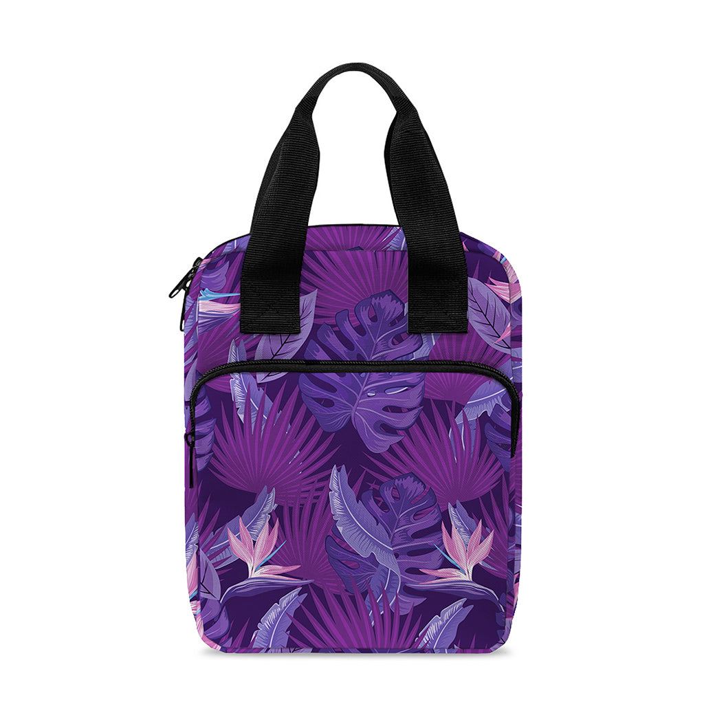 Dark Purple Hawaiian Tropical Print Bible Tote Bag