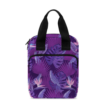 Dark Purple Hawaiian Tropical Print Bible Tote Bag