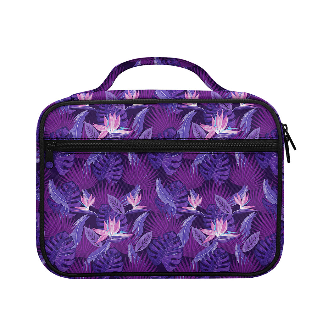 Dark Purple Hawaiian Tropical Print Briefcase Bible Bag