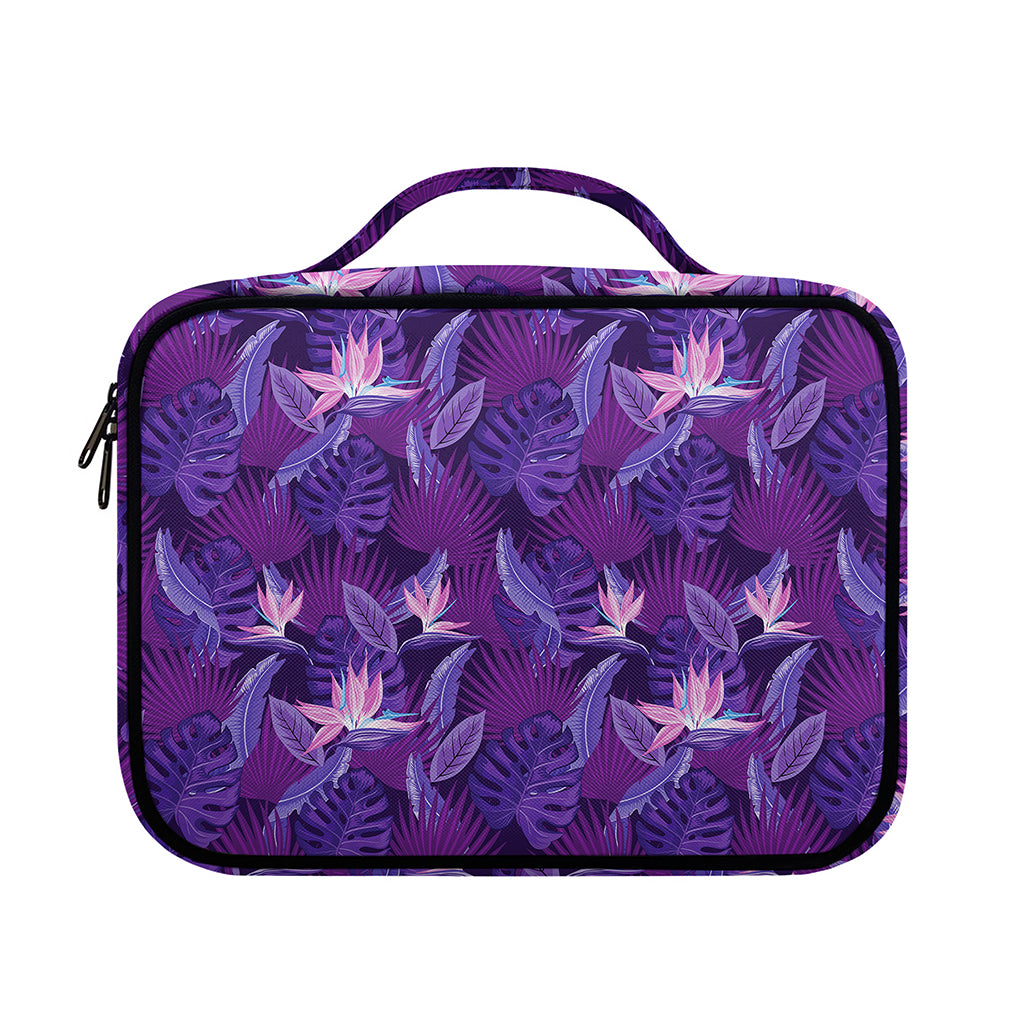 Dark Purple Hawaiian Tropical Print Briefcase Bible Bag