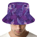 Dark Purple Hawaiian Tropical Print Bucket Hat
