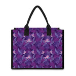 Dark Purple Hawaiian Tropical Print Canvas Tote Bag