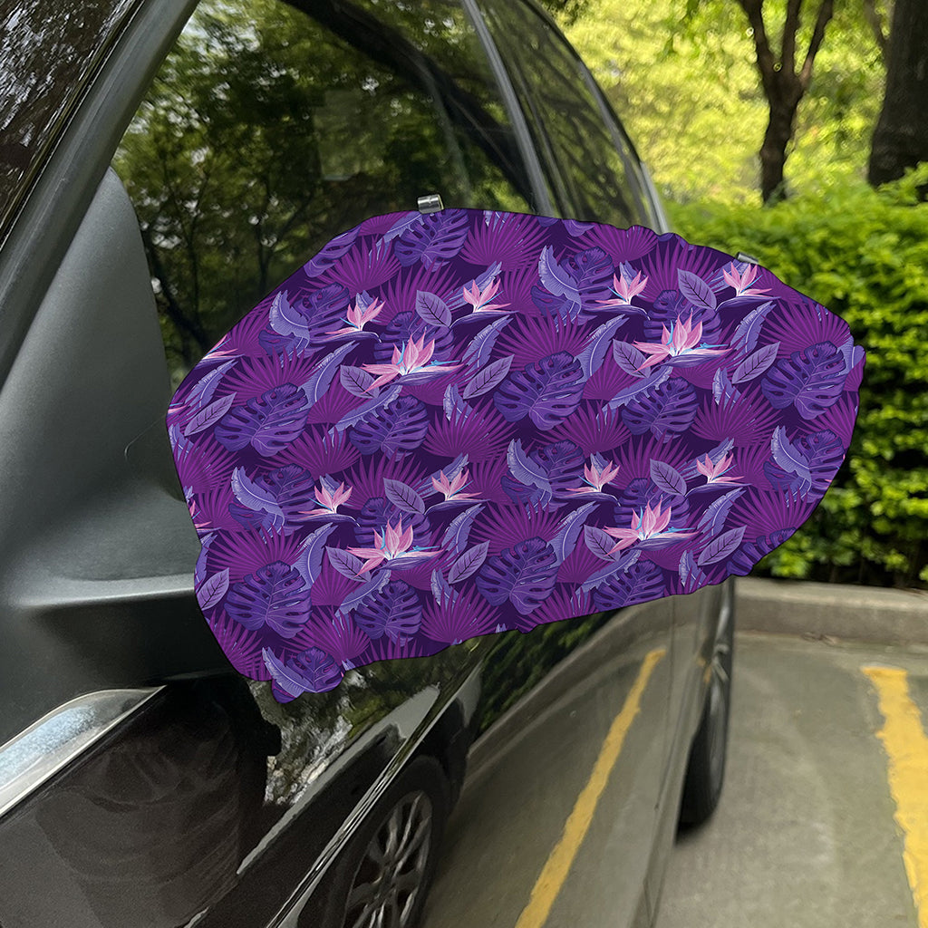 Dark Purple Hawaiian Tropical Print Car Side Mirror Covers