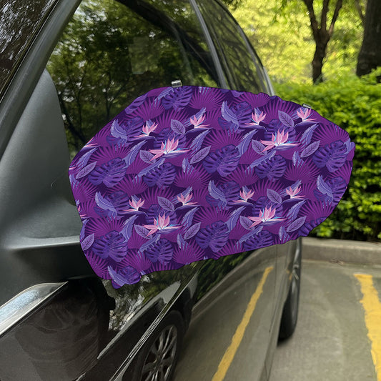 Dark Purple Hawaiian Tropical Print Car Side Mirror Covers