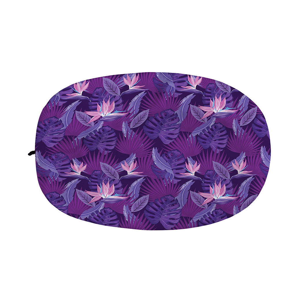 Dark Purple Hawaiian Tropical Print Car Side Mirror Covers