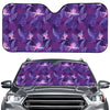 Dark Purple Hawaiian Tropical Print Car Windshield Sun Shade