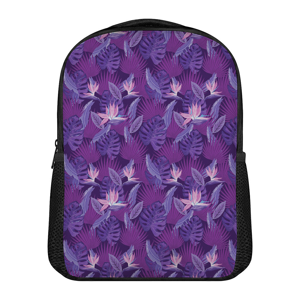 Dark Purple Hawaiian Tropical Print Casual Backpack
