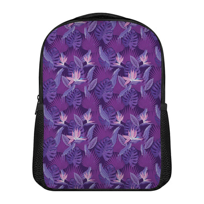 Dark Purple Hawaiian Tropical Print Casual Backpack