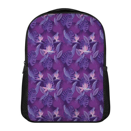 Dark Purple Hawaiian Tropical Print Casual Backpack