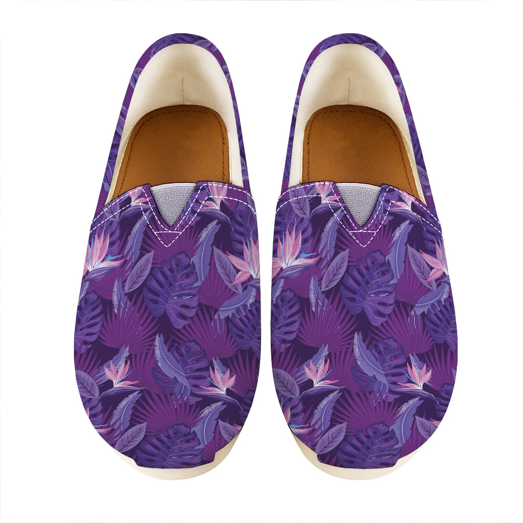 Dark Purple Hawaiian Tropical Print Casual Shoes