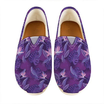 Dark Purple Hawaiian Tropical Print Casual Shoes