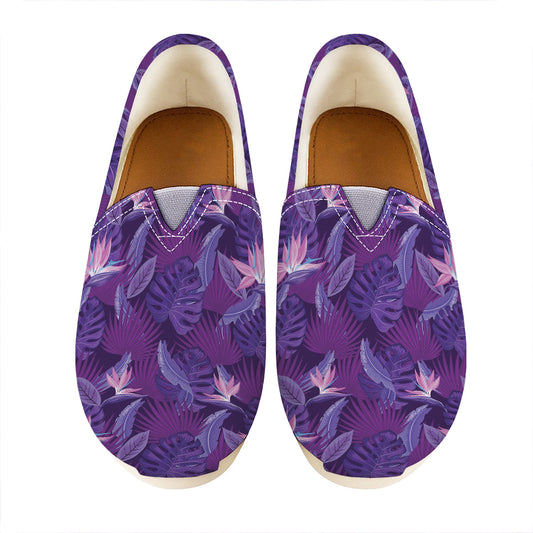 Dark Purple Hawaiian Tropical Print Casual Shoes