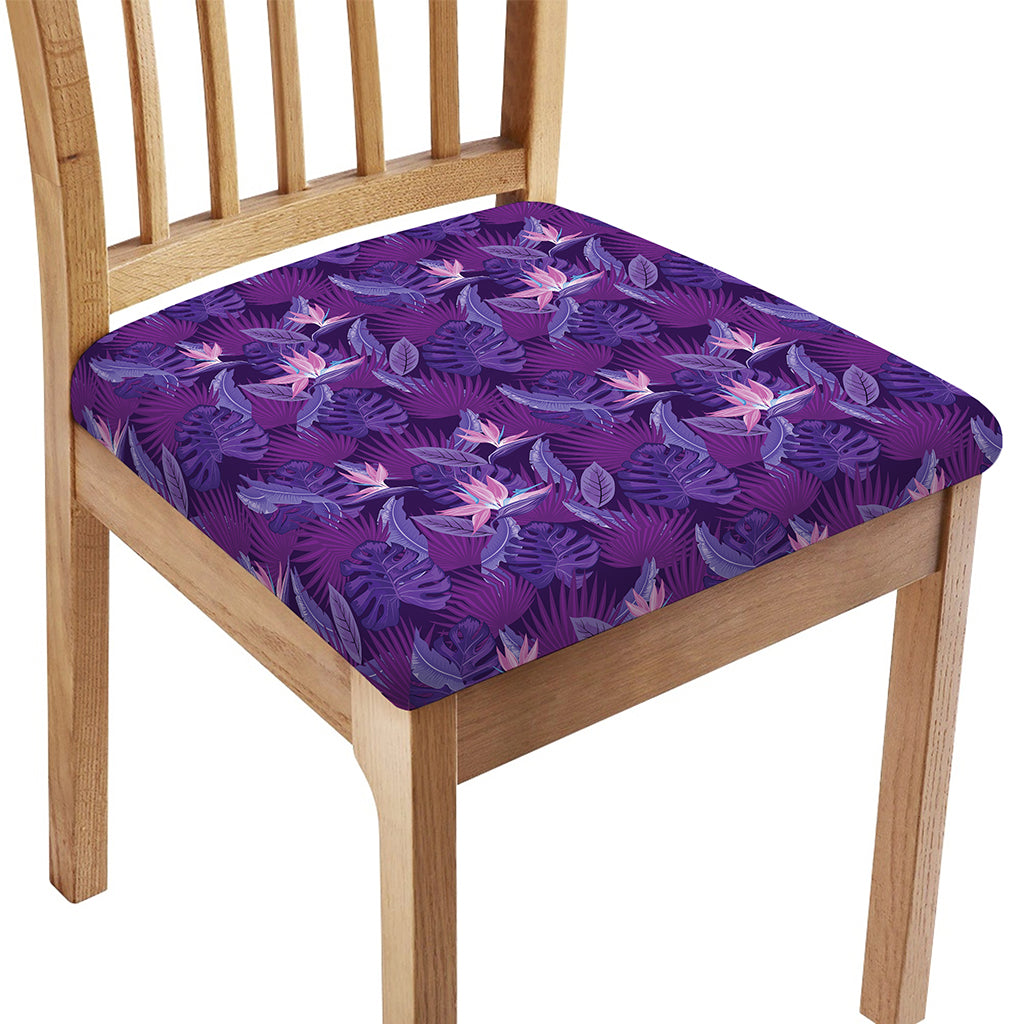 Dark Purple Hawaiian Tropical Print Chair Cushion Cover