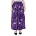 Dark Purple Hawaiian Tropical Print Chiffon Maxi Skirt