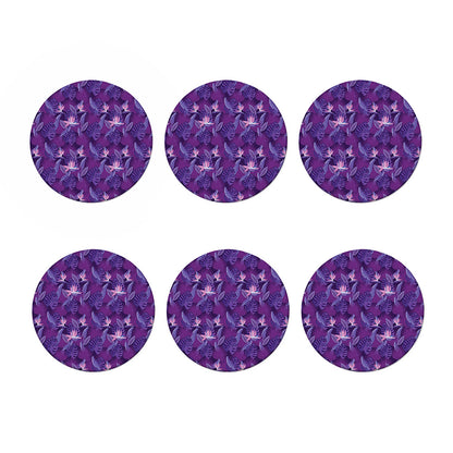 Dark Purple Hawaiian Tropical Print Coaster Set