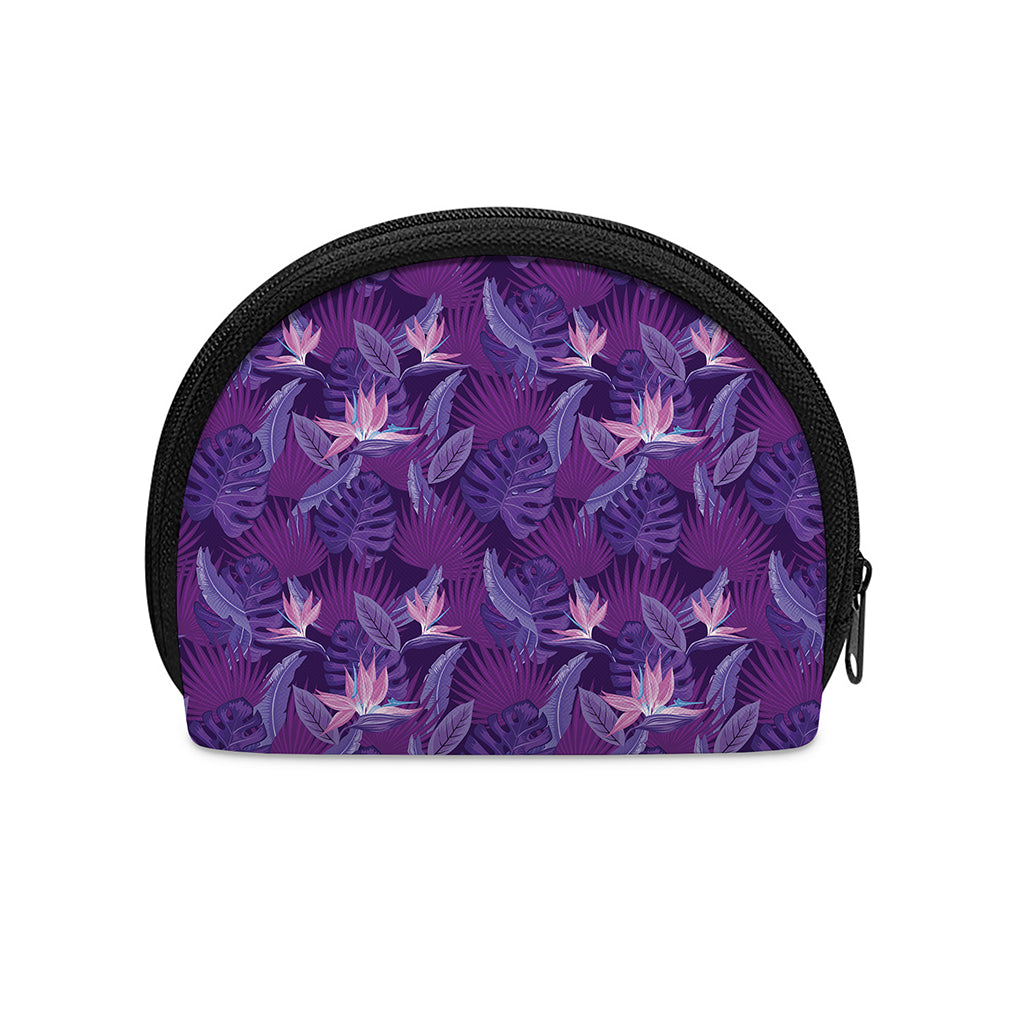 Dark Purple Hawaiian Tropical Print Coin Purse
